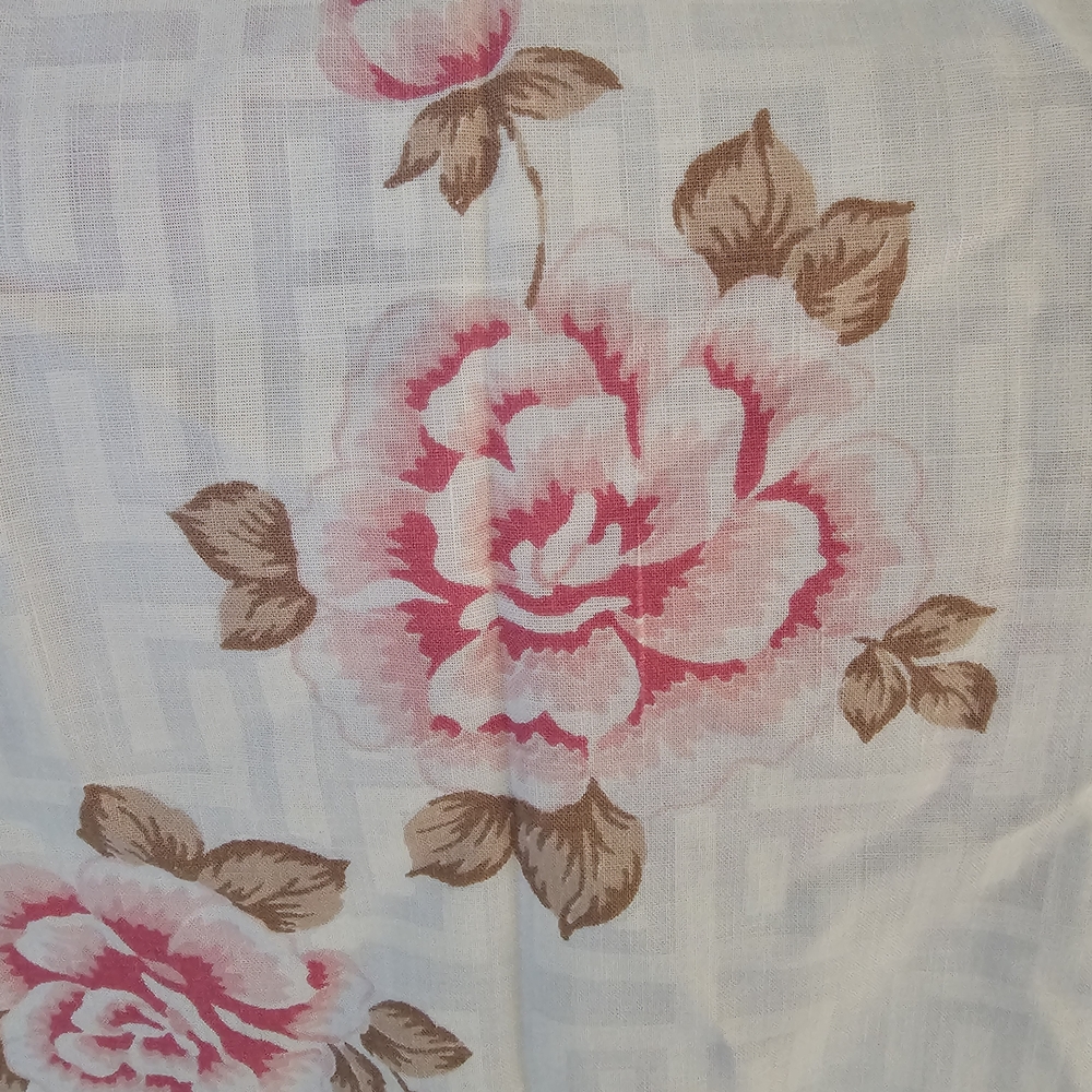 Vintage MCM Percale Floral Sheet - Craft Fabric - Imperfect - Picture 2 of 6